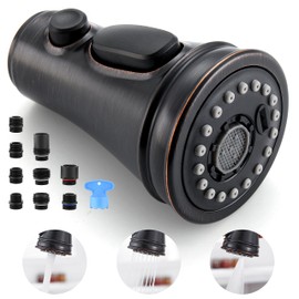 Kitchen Faucet Spray Head Replacement - Pull Down Faucet Sprayer Head with 9 Adapters, 3-Function Kitchen Sink Faucet Head, Replacement Pull Out Faucet Head Nozzle, Oil-Rubbed Bronze