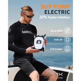 GICLE Paddle Board Pump with Auto-Off Function Dual Motor for Inflatable SUP and Boat, 22PSI Portable Electric Air Pump for Paddleboard with DC 12V Car Power Connector and Kayak Accessories