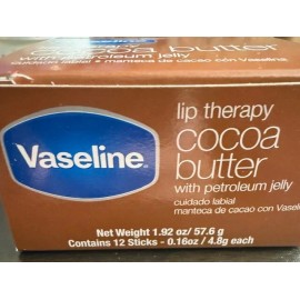 Vaseline 12 Pack Vaseline Lip Therapy Cocoa Butter with Petroleum Jelly 0.16 Oz Full Size