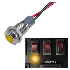 ZIMISI 8mm/0.31" Signal Indicator Light, AC/DC 12V-24V Metal Shell LED Signal Pilot Dash Lamp with Wire, IP65 Waterproof Panel Mount Warning Lights for Car Truck Boat Motorcycle (Yellow)