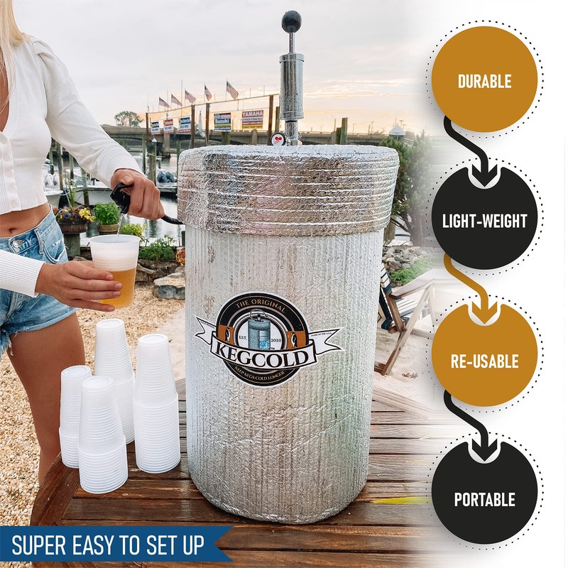 KEGCOLD Portable Keg Cooler - Foldable, Reusable, Lightweight, Insulated, and