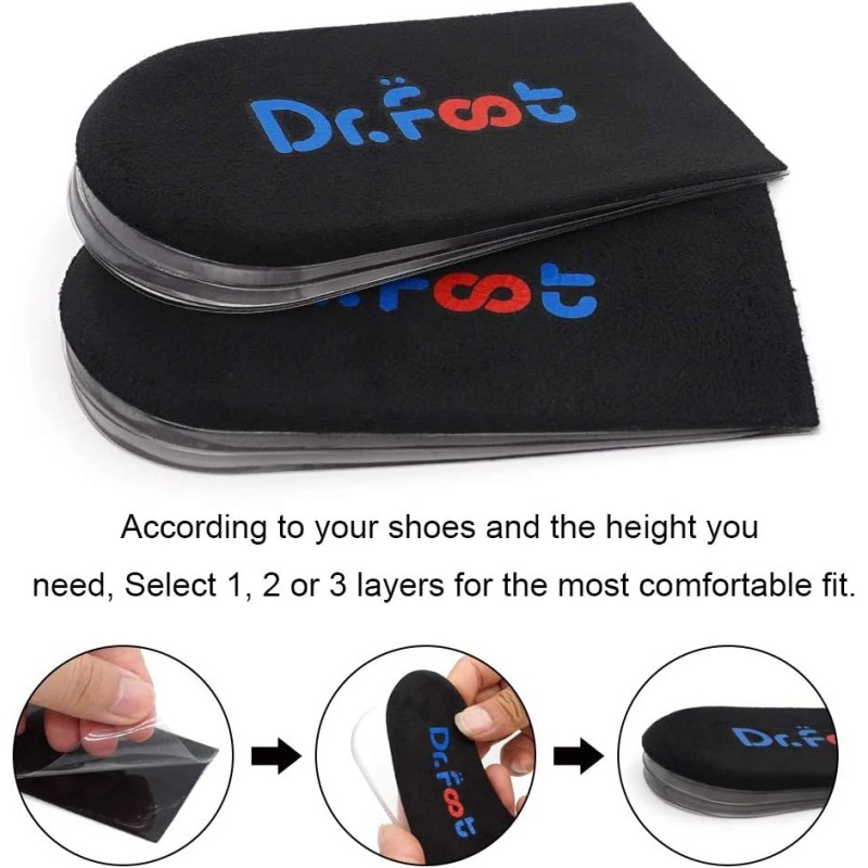 Dr.Foot Adjustable Orthopedic Heel Lift Inserts, Height Increase Insole for