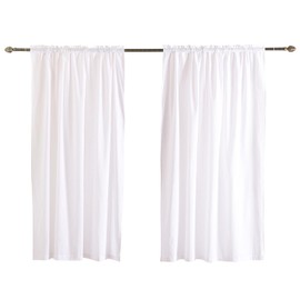 Juego de 2 paneles de cortinas de lino blanco para manualidades, de 72 pulgadas de largo, para sala de estar, recámara, con bolsillo para barra, cortinas de ventana semitransparentes de 54 pulgadas de