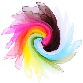 Fengek 9 Pcs Chiffon Scarf, 27.6 Inch Square Solid Color Bandana Handkerchief Ribbon Scarves for Women Girls, Multicolor 5