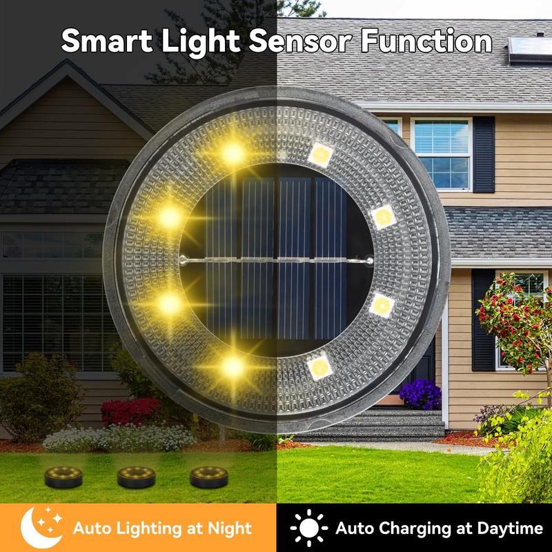 ELUTENG Solar Lights for Outside, 8 Pack Solar Ground Lights