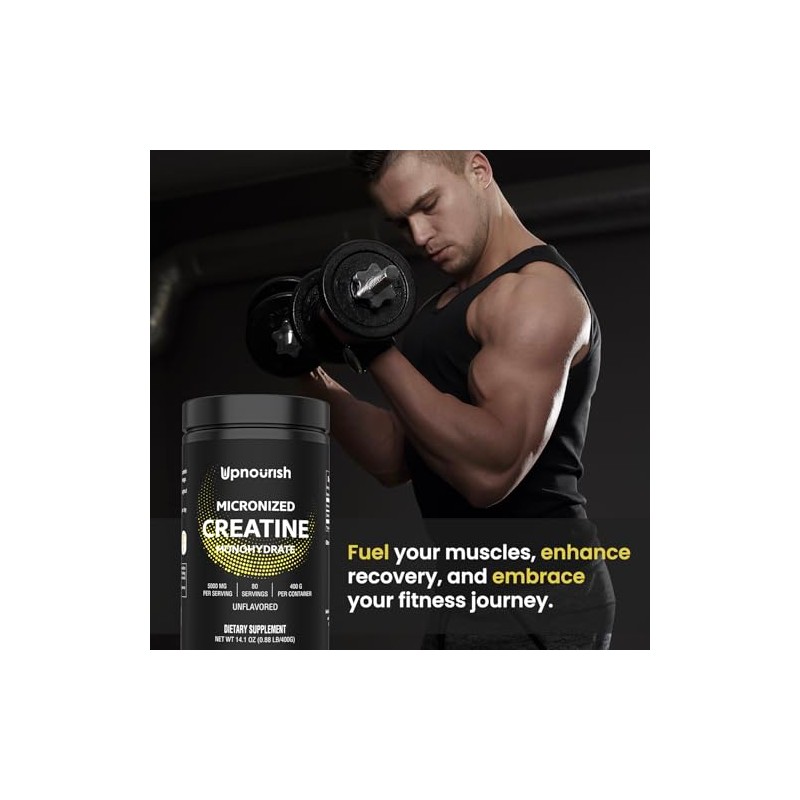 Upnourish Monohidrato Creatina Micronizado Polvo 400 Vegano Sabor Preentrenamiento Desarrollo