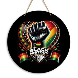 Juneteenth Decorations Black History Month Afrocentric Decor African American Freedom Day Decorations Juneteenth Wreath Wooden Round Hanging Decor Sign for Office Home Door Wall