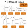 Eupneicu Screw Hooks [Pack of 150], 7 Sizes Screw-In Hooks,