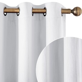 HOMEIDEAS Greyish White Blackout Curtains 52 X 84 Inches Long 2 Panels, Wave Line Textured Room Darkening Curtains for Bedroom, Thermal Insulated Grommet Window Curtains/Drapes for Living Room