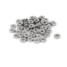 IIVVERR #10-24 304 Stainless Steel Finished Metric Hex Nut Silver Tone 50pcs (# 10-24 304 Acero inoxidable acabado tuerca hexagonal métrica tono de plata 50 piezas