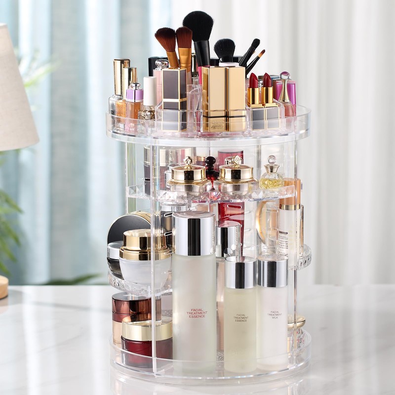 AMEITECH Makeup Organizer, 360 Degree Rotating Adjustable Cosmetic Storage Display