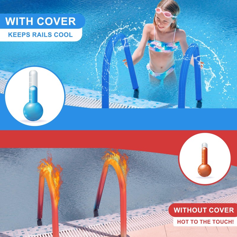 Zippered Pool Handrail Cover, 6 Feet Slip Resistant Neoprene Hand
