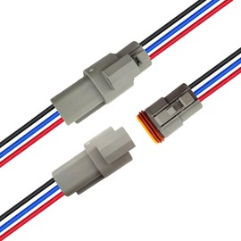 HYAT 14 AWG 2 Pin DT Connector Waterproof Automotive Electrical Connector, Male and Female Way Auto Electrical Wire Connectors Harness for Car Truck Boat Motorcycle Trike Caravan - 3 Pack