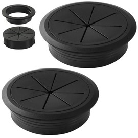Desk Grommet 3.15 Inch (80 mm) 2 Pieces, Desk Hole Cover for Cables Black, Desk Hole Grommet ABS Plastic, Desk Cord Hole Cover for Wires Cables Through The Countertop by XIOGZAXI