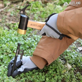 Vastland Peg Hammer Short Compact Camping Hammer 3D Shape Design with Safety Strap