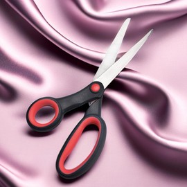 8" Lefty Scissors - Left Handed Scissors with Stainless Steel Sharp Blade, Blunt Scissors for Adults School Student Kids, Red