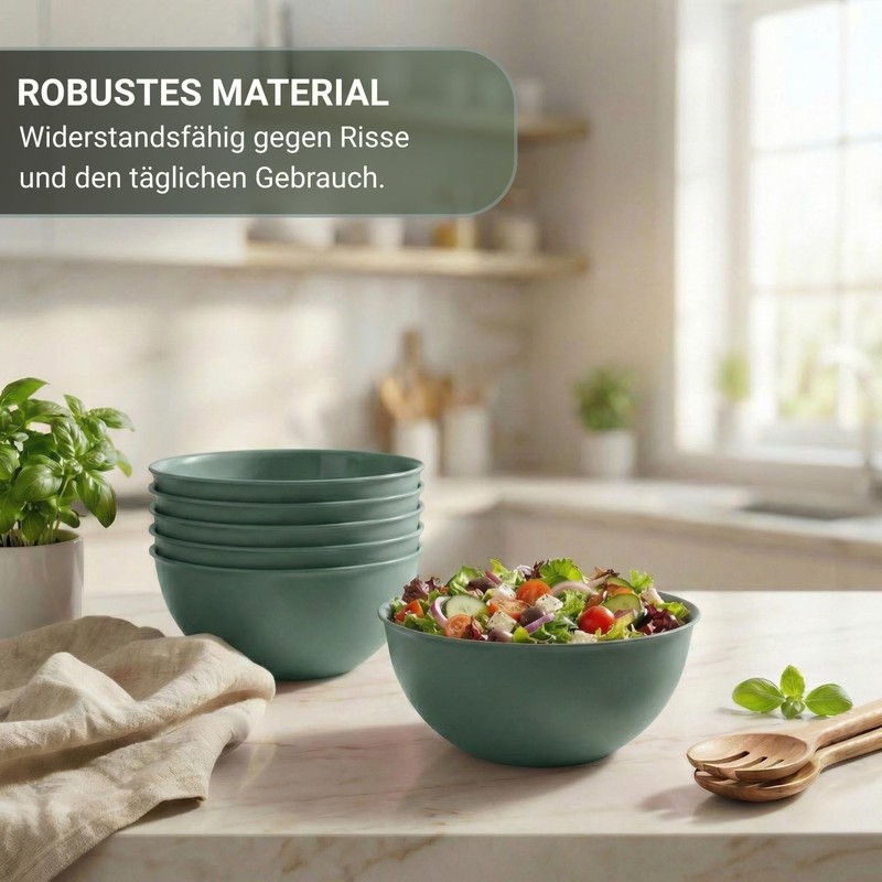 BERLONA Salad Bowls 2 L, Set of 4, Dishwasher Safe