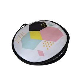 AQT Microwaveable Tortilla Warmer - 11 inch - Fabric Pouch - Food Warmer - Roti Warmer - Mandala, Floral, Aztec Prints (Black Geometry)