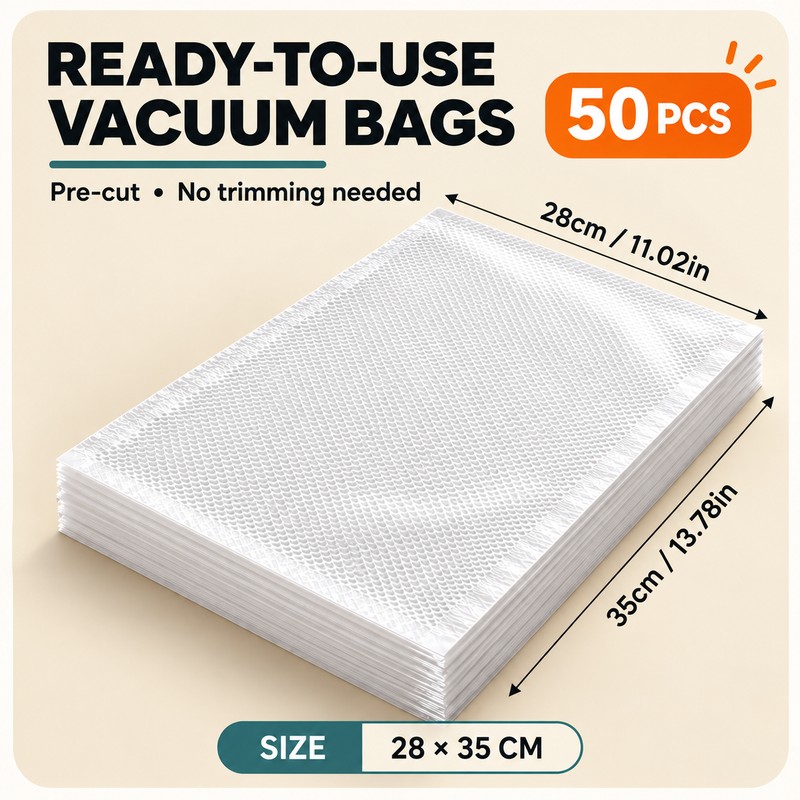 50-Pack Vacuum Food Storage Bags for Food Preservation – Reusable