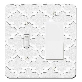 Elements of Space - Switch Plates and Outlet Covers Decorative - Light Switch and Decora/GFCI Combo - 2 Gang Wallplate Lattice White Design