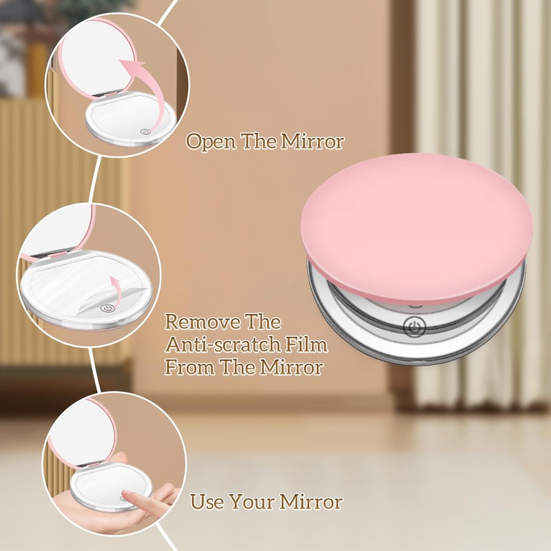 Kakuje Kakuje Compact Mirror with Light, 1X/3X Magnification LED Pocket