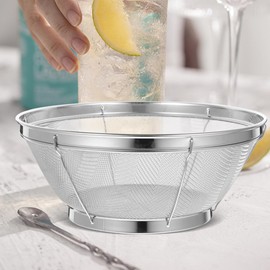 SHOWERORO Stainless Steel Rice Washing Sieve 8.5 Inch Fine Mesh Bowl Strainer for Rice Washing and Draining Kitchen Utensil