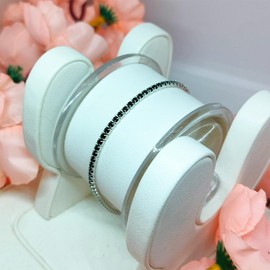 925 Sterling Silver Bracelet for Women, Black Sapphire Gemstone Jewellery, Modern Designer Bracelet, Adjustable Fashion Bracelet, Chain Bracelet, for Gifts & Party