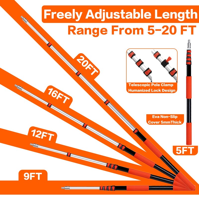 26FT High Reach Duster Cleaning Kit with 5-20 FTExtension Pole,