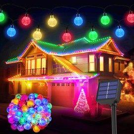 Solar Garden Lights Outdoor, 43.3Ft 60LED Solar String Lights, Solar Fairy Garden Lights Waterproof 8 Mode Crystal Ball Lights Decorative Easter, Garden, Yard, Parties(Memory Function+Multicolor)