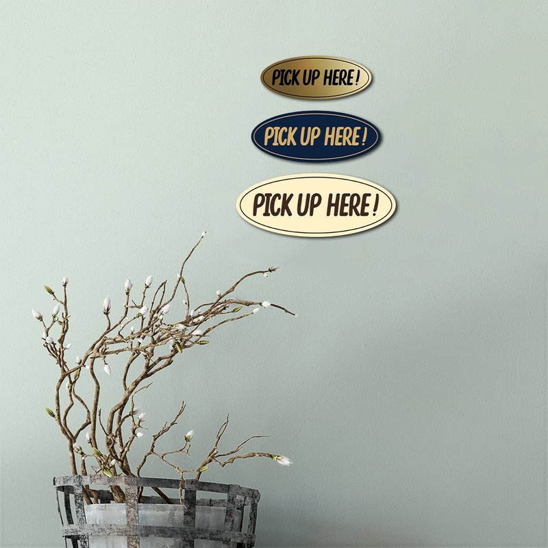 Signs ByLITA Oval Pick Up Here Sign (Black) - Medium