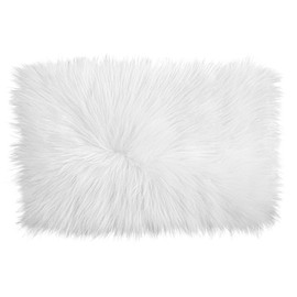 Molain Bench Cushion Fluffy Rug White Soft Faux Fur Bedroom Balcony Couch Reading Corner Plush Mini Car Chair Seat Cover Hallway Fireplace Living Room Floor Decorations (50cm Rectangular)