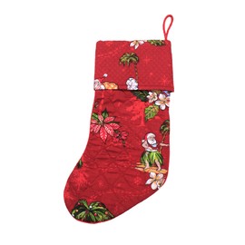 Snow Flake Quilted Cotton Christmas Stockings in Santa in Hawaii Red