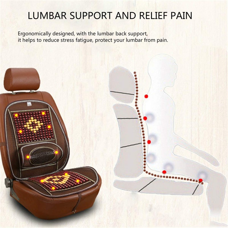 Wood Beaded Comfort Seat Cover with Cooling Ventilated Mesh Lumbar