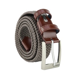 Biagiotti Men's Women's Braided Elastic Belt with Genuine Leather Detailing and Gift Box