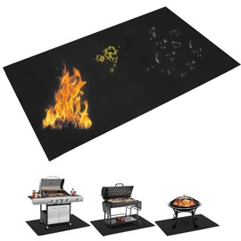 Large Size 39 * 47 Inch Fire-Resistant Barbecue Mat, Double-Sided Barbecue Protector for Deck and Terrace, Oil Resistant and Waterproof Barbecue Mat, Indoor Fireplace/Fire Pit Mat