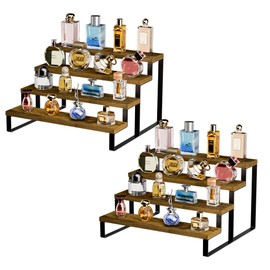 YestBuy Perfume Stand, Rustic Cologne Stand Organizer, 4 Tier Spiece Rack, MDF Wood Display Shelf for Cupcakes, Desserts, Pop Figures and Collection,2 Pack