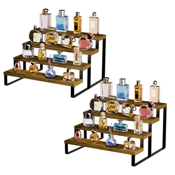YestBuy Perfume Stand, Rustic Cologne Stand Organizer, 4 Tier Spiece