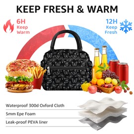 ZAZIWZ Lunch Bag Women Stylish Quilted Lunch Boxes for Adult Fit and Fresh Cooler Insulated Lunchbox for Work Cute Small 11 Liters Compact Lunchbag Waterproof