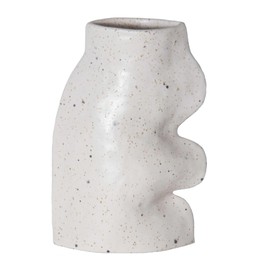 Fluxo Decorative Ceramic Vase, Speckled White, Large 5 x 8 inches, for Living Room, Bedroom, Dining Table, Kitchen, Wedding, Event Decor, and Gifts
