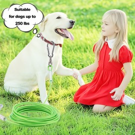 Dog Tie Out Cable for Outside,15FT Heavy Duty Dog Leash&Chains with Swivel Hook,Small-Large Dogs Runner Cable Up to 250lbs, Long Dogs Lead Line for Yard Outdoor and Camping(250lbs 15FT, Green)