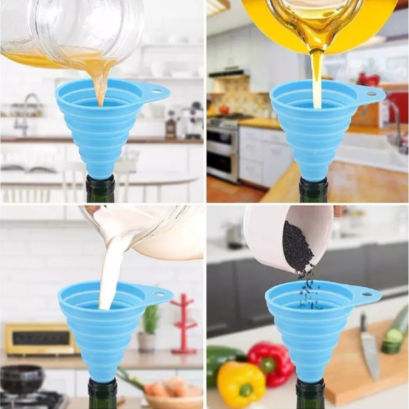 TIKA 6 Foldable Silicone Funnel Set - Multi-Use Kitchen Funnels