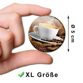 Fridge Magnets Coffee Cups Set of 4 Magnets for Magnetic Board Fridge Strong Large Diameter 50 mm