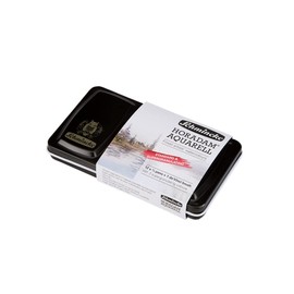 Schmincke - HORADAM® AQUARELL 12 Half Pans - Standard and Super Granulating Colors - and da Vinci Brush, 74630097, Metal Box, Painting Set, 12 x 1/2 Pans
