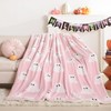 Smoofy Throw Blanket Halloween Blanket with White Ghost Pink Throw