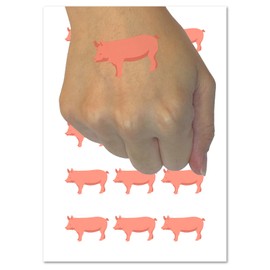 Solid Pig Farm Animal Temporary Tattoo Water Resistant Fake Body Art Set Collection - 15 2" Tattoos (1 Sheet)