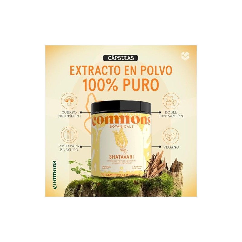 Hongo Shatavari Adaptógenos 120 Cápsulas Suplemento Natural Apoya Sistema Reproductivo