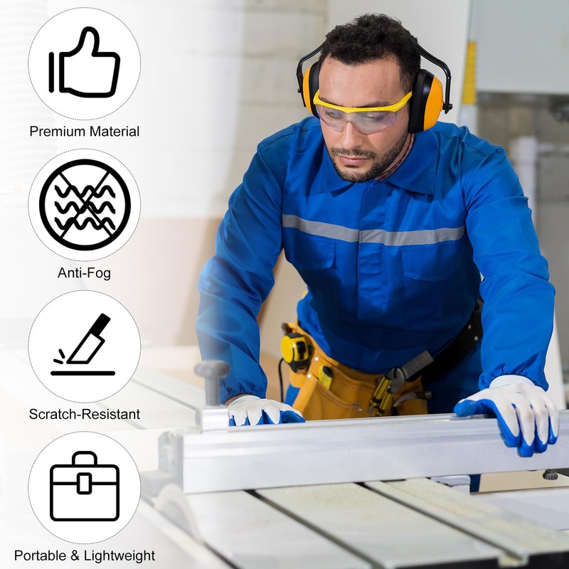 MECCANIXITY Safety Glasses, Anti-Fog Goggles Protective Scratch Resistant Clear Lens