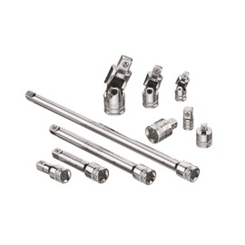 ARES 71270 - 10-Piece Socket Accessory Set - Premium Chrome Vanadium Steel with Mirror Finish - Includes Socket Adapters, Extensions and Universal Joints