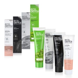 Ecodenta - Expert Toothpaste Set of 4 - Toothpaste with Activated Carbon & Toothpaste Organic - For Sensitive Teeth and Gums - Complete Oral Care Set
