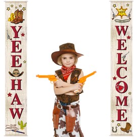 West Cowboy Yee Haw Garland Party Decoration Set Cowboy Porch Sign Welcome Cowboy Banner Hanging Decoration for Indoor/Outdoor Western Cowboy Decoration Party Decorations